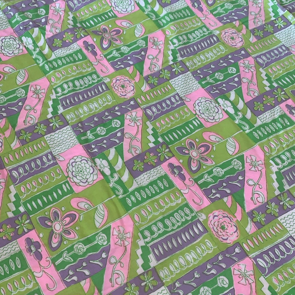 Vintage Lime Green, Pink, Lavender Cottonn Fabric